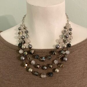 Jules B Ashley Cooper Elegant Multi-Strand Silver Gray Necklace NEW